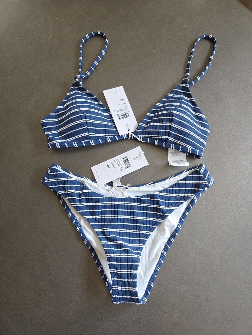 Rhythm Vista Stripe Bralette Top Size Medium & Bikini Bottoms Size Small NWT
